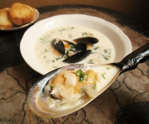 A Spoon & Soup by Making From Mussel