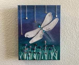 Dragonfly and Flowers Mixed Media on Canvas